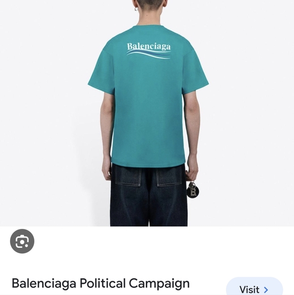 Balenciaga "Political Campaign" T-shirt in Teal Green - Picture 2 of 7